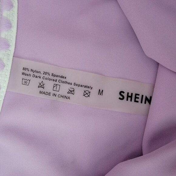 Low Rise Lilac Purple Swim Bikini Bottom w White Embroidered Trim - Picture 5 of 5